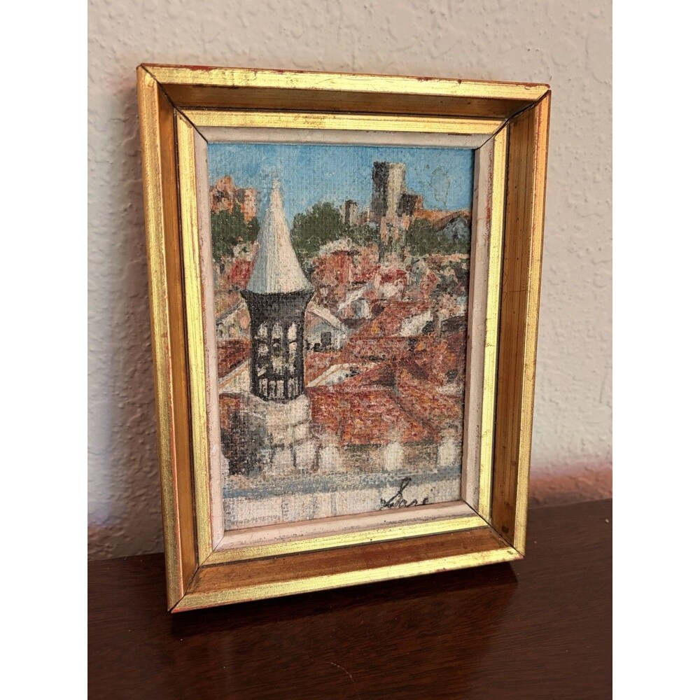 Original Oil Painting Signed, vintage, European city